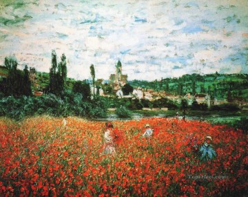 Impressionism Flowers Painting - Poppy Field near Vetheuil Claude Monet Impressionism Flowers